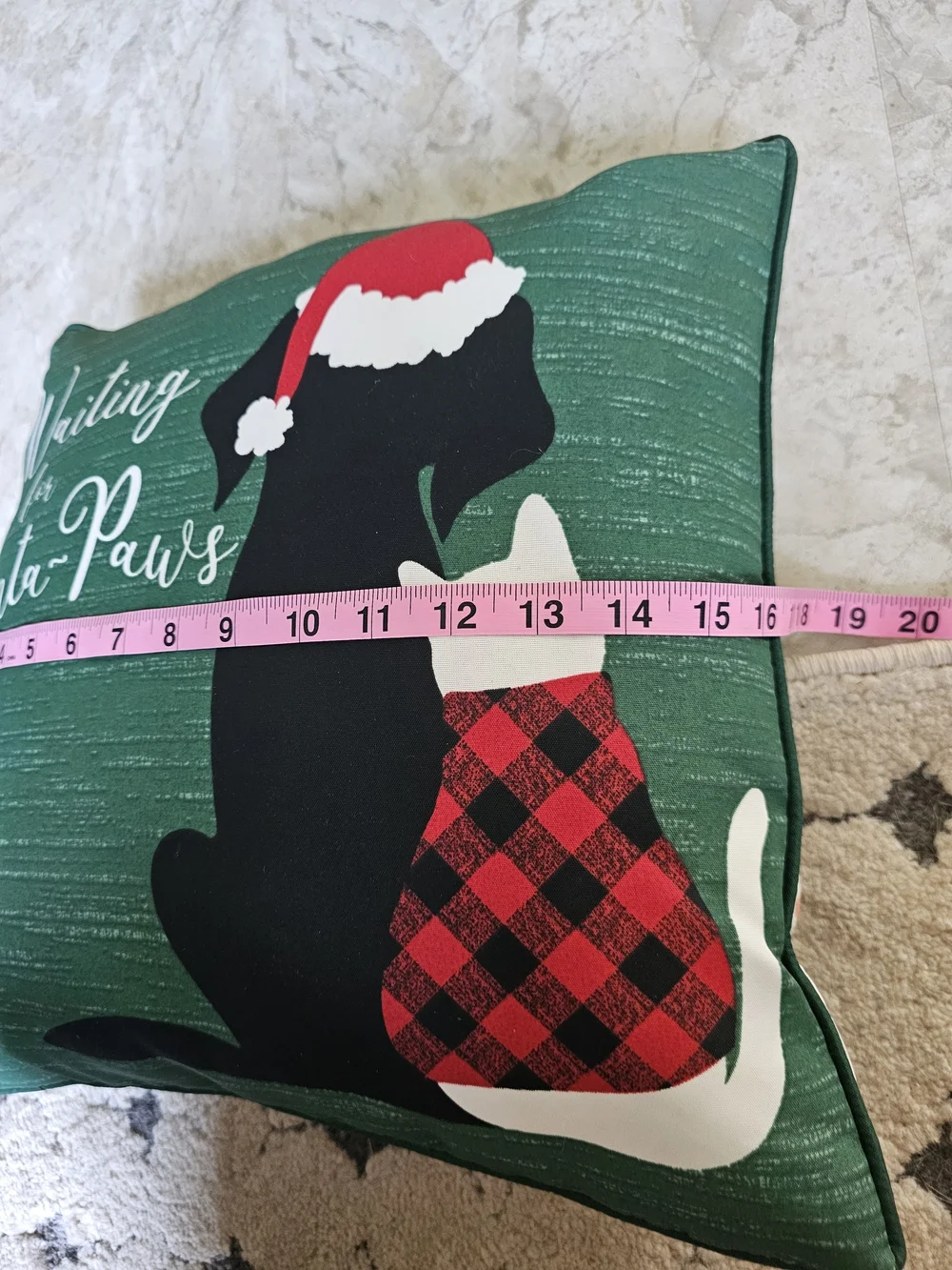 Holiday Pet Pillow Cover - Green Plaid Christmas Design